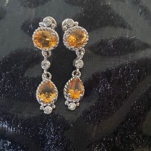 Judith Ripka 😻 gorgeous fall drop earrings citrine and CZ